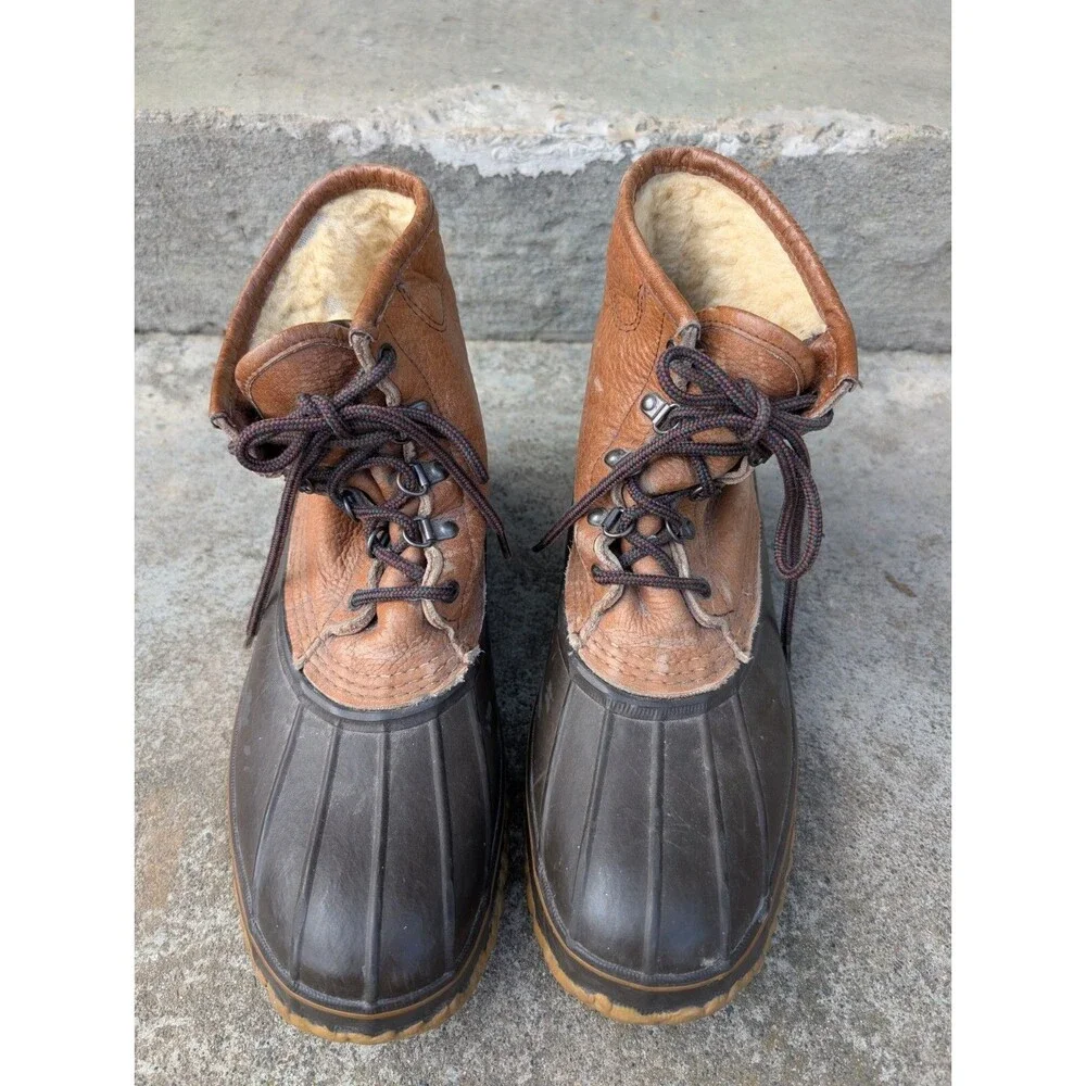 Vintage LL Bean Boots Shearling Lined Mens 11 Made in USA 5 Eyelet